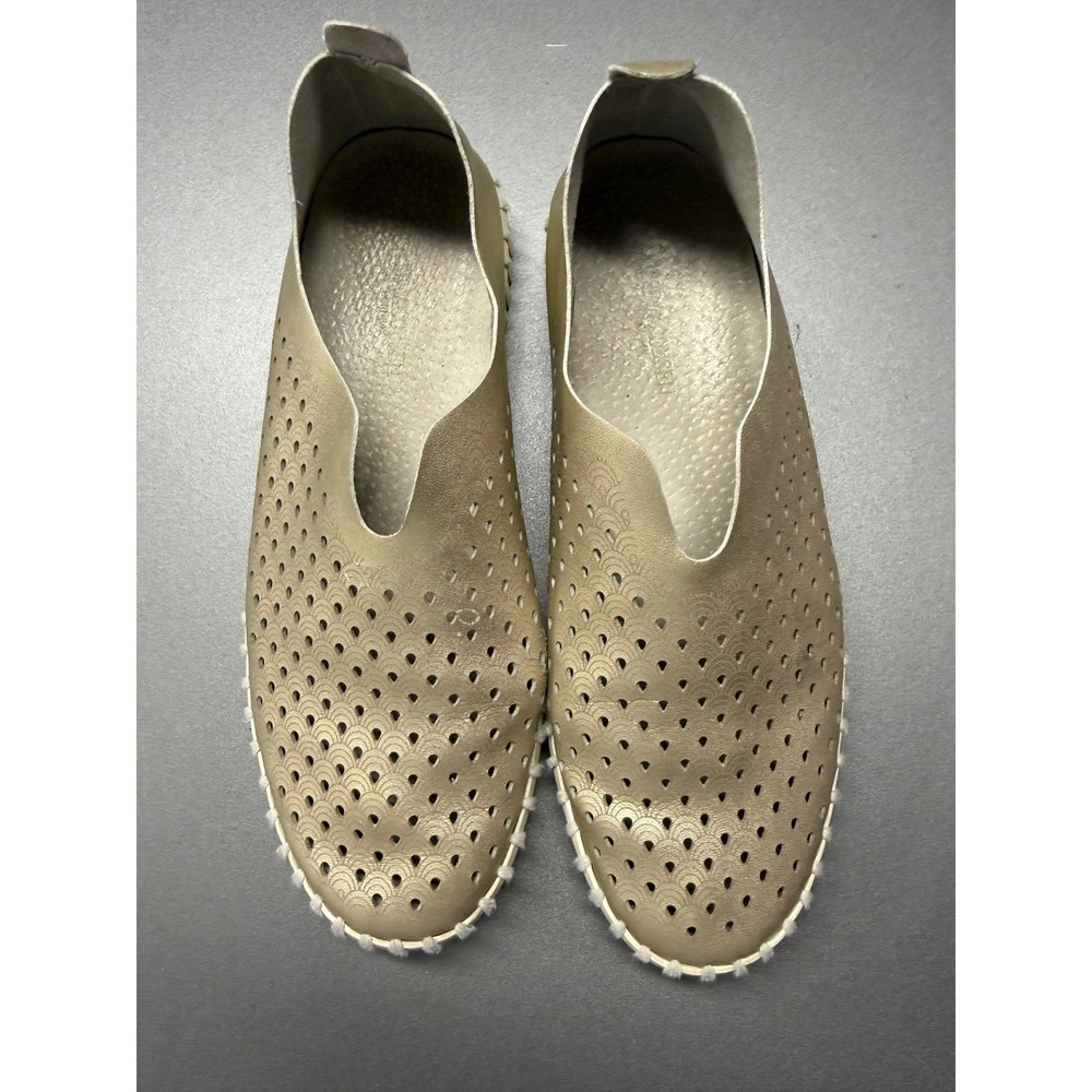Ilse Jacobsen Tulip Metallic Gold Laser Cut Slip On Flats Shoes